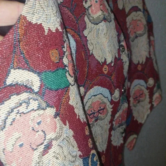 Vintage Tapestry Christmas Santa Backroad Blues Vest Size X Large Womens Holiday - Picture 3 of 6